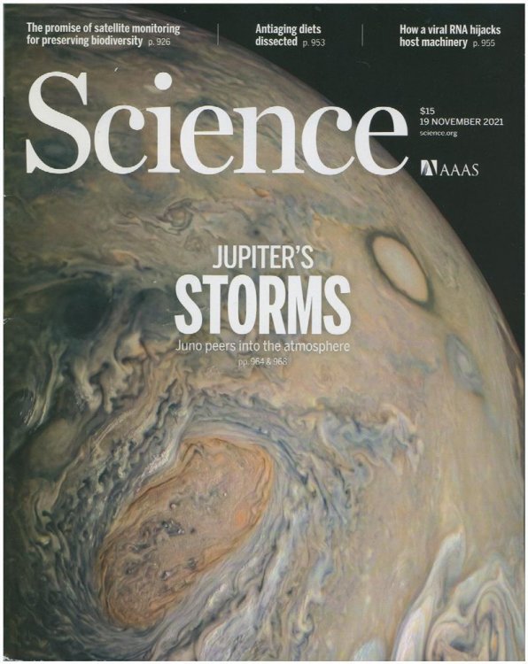 Science Magazine: Features Jupiter's Storms (19 November 2021, Vol 374, No. 6570)