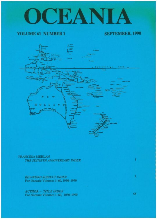 Oceania Journal (September 1990, Volume 61, Number 1)