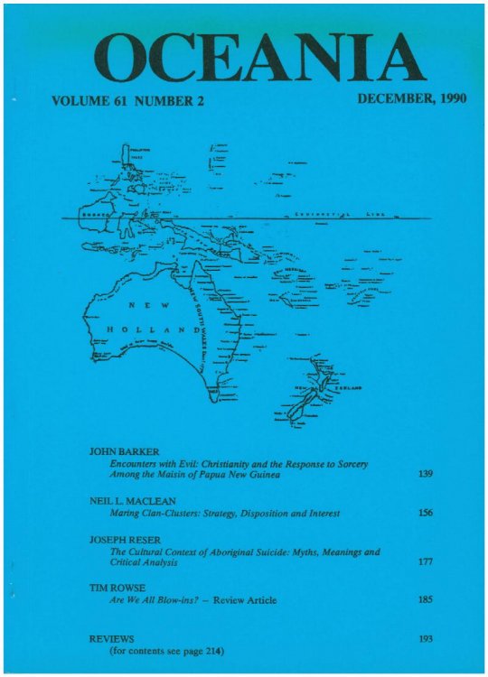 Oceania Journal (December 1990, Volume 61, Number 2)