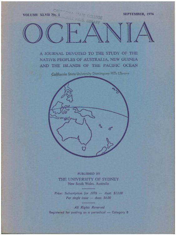 Oceania Journal (September, 1976, Volume LVII, No.1)