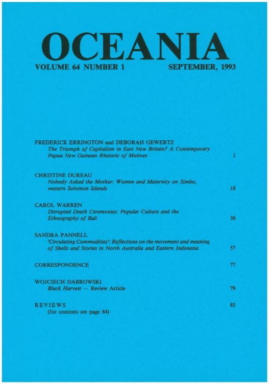 Oceania Journal (September 1993, Volume 64, No 1)