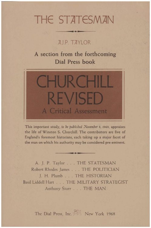 The Statesman: Churchill Revised A Critical Assessment: A Section From the Forthcoming Book
