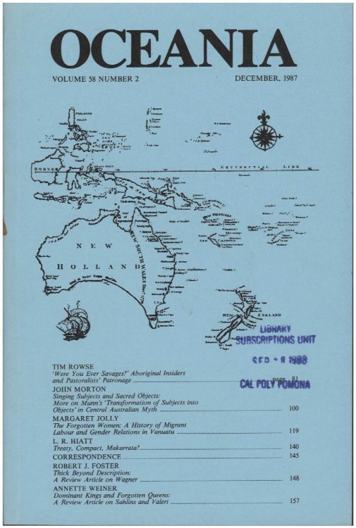 Oceania Journal (December 1987, Volume 58, Number 2)