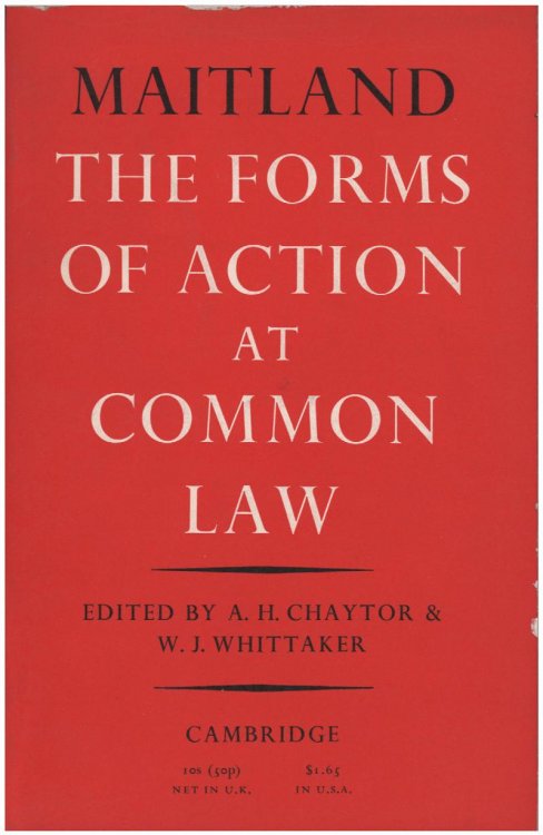 The Forms of Action at Common Law: A Course of Lectures