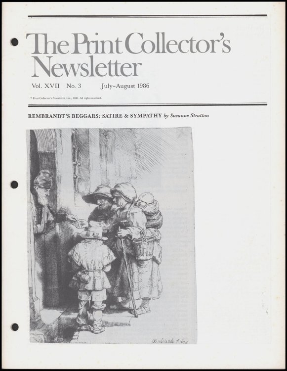 The Print Collector's Newsletter: Rembrandt's Beggars: Satire & Sympathy (Vol. XVII, No. 3, July/August 1986)