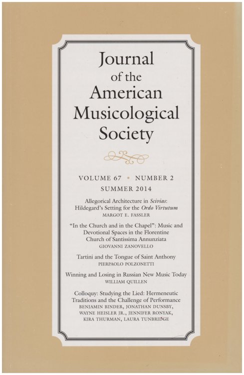 Journal of the American Musicological Society (JAMS) (Volume 67, Number 2, Summer 2014)