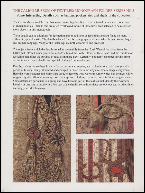 Some Interesting Details: The Calico Museum of Textiles: Monograph Folder Series No. 5