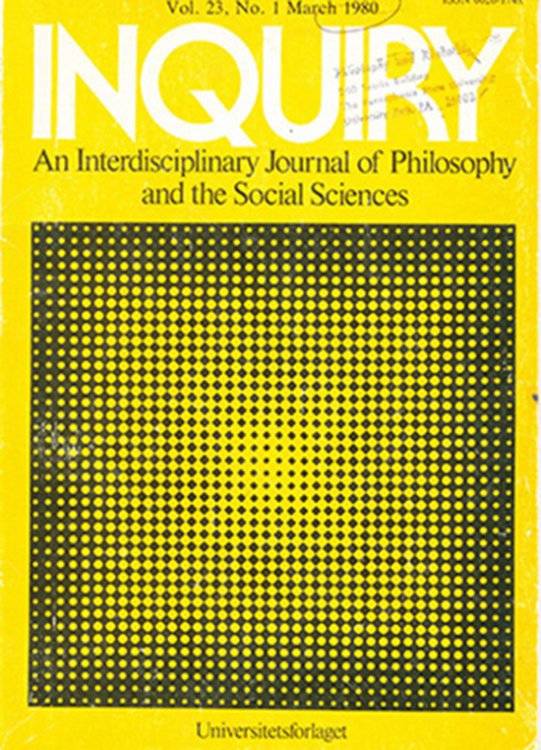 Inquiry : An Interdisciplinary Journal of Philosophy and the Social Sciences (Vol 23 No 1 March 1980)