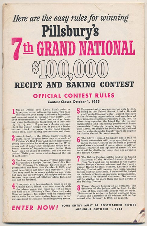 Pillsbury's 7th Grand National $100,000 Recipe and Baking Contest Rules