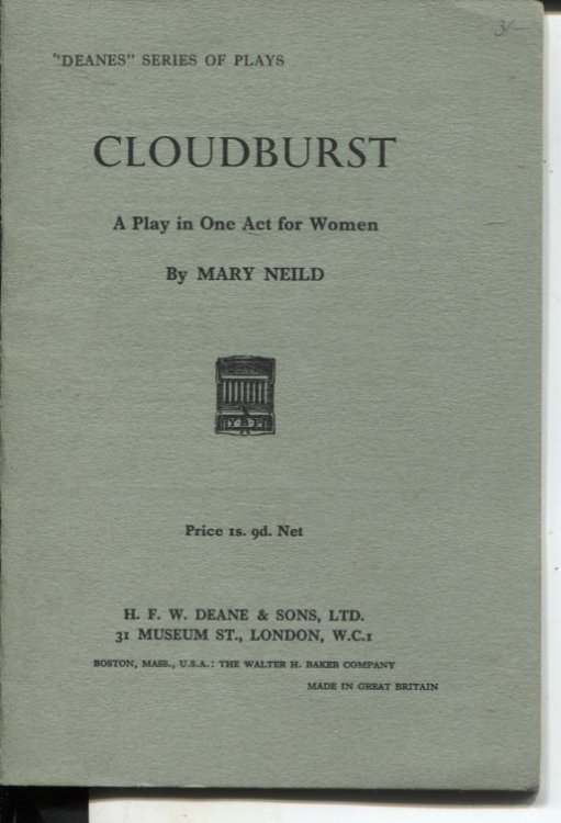 CLOUDBURST : A PLAY IN ONE ACT FOR WOMEN