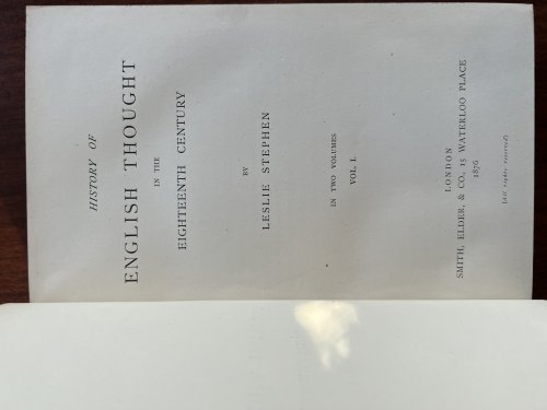 History of English Thought in the Eighteenth Century