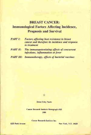 Breast Cancer: Immunological Factors Affecting Incidence, Prognosis and Survival: (Cancer Research Institute Monograph #18)