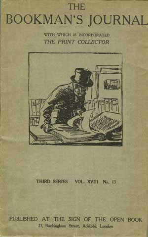 The Bookman's Journal, Third Series, Vol. XVIII, No. 13