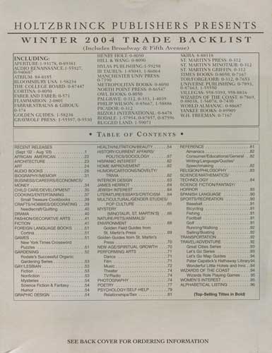 Holtzbrinck Publishers Presents: Winter 2004 Trade Backlist