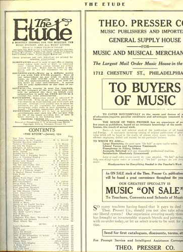 The Etude: A Monthly Journal For the Musician, the Music Student, and All Music Lovers, Vol. XXXII, No. 1, January 1914