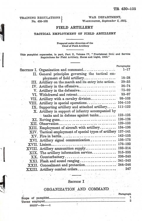 Field Artillery: Tactical Employment of Field Artillery, TR 430-105 (1924)