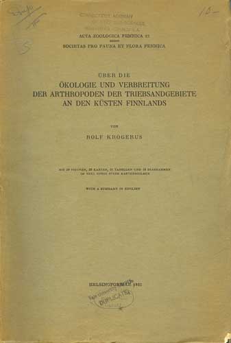 ber die kologie und Verbreitung der Arthropoden der Triebsandgebiete an den Ksten Finnlands.