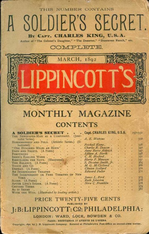 Lippincott's Monthly Magazine, March 1892