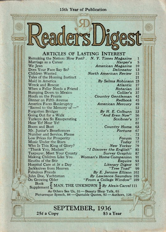 Reader's Digest, Vol. 29, No. 173, September 1936