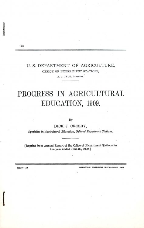 Progress in Agricultural Education, 1909