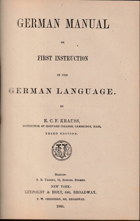 German Manual, or First Instruction in the German Language