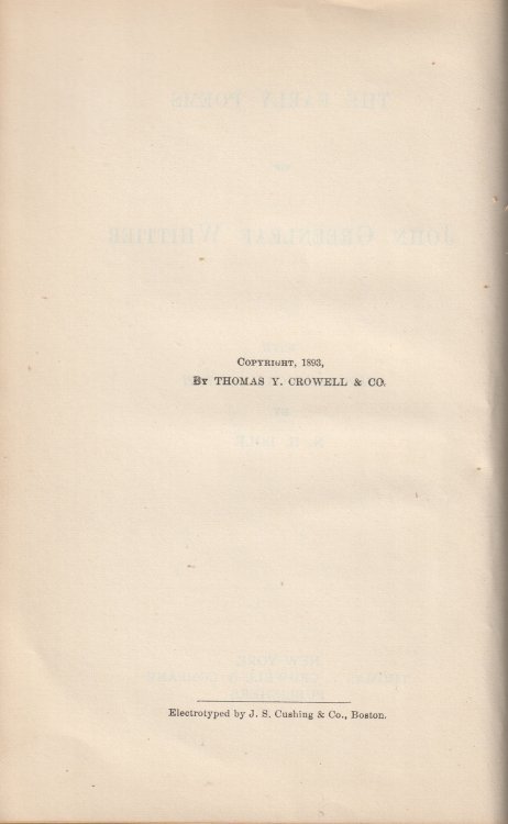 The Early Poems of John Greenleaf Whittier with Biographical Sketch by N. H. Dole