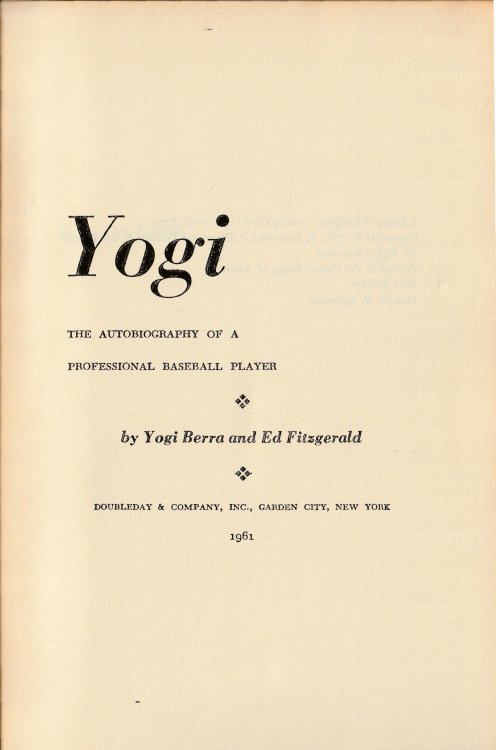 Yogi: The Autobiography of a Professional Baseball Player