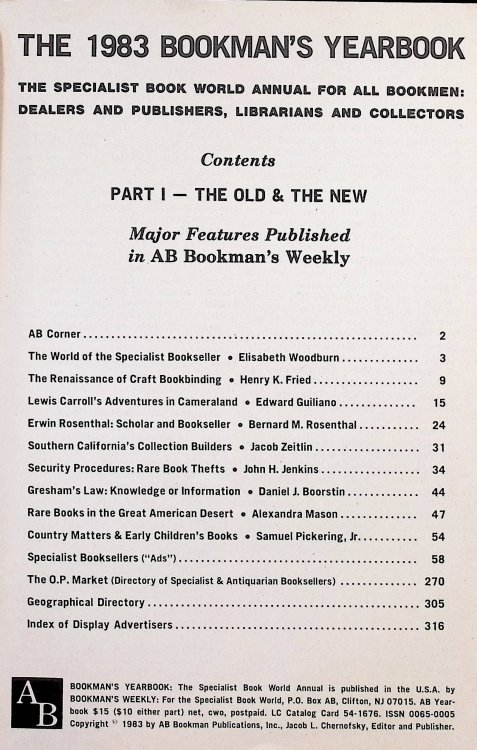 AB Bookman's Yearbook 1983: Part One: The New and the Old