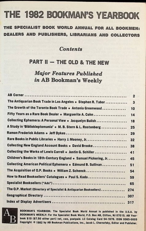 AB Bookman's Yearbook 1982: Part Two: The Old and the New