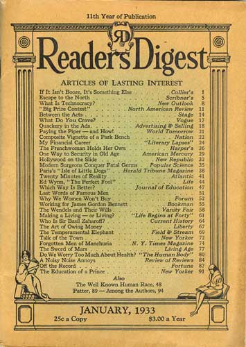The Reader's Digest January 1933 Vol 22 No. 129