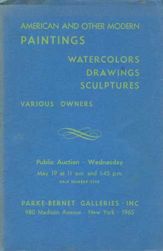 American and other Modern Paintings. Watercolors, Drawings, Sculptures. Various Owners May 19 1965