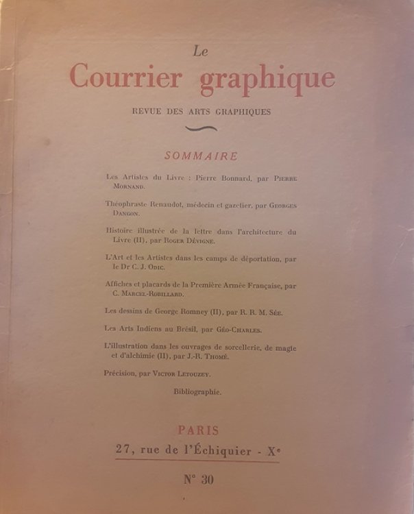 Le Courrier Graphique: Revue des arts graphiques et des industries qui S'Y rattachent, No. 30, Mars-Avril, 1947