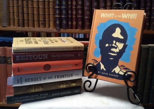A lot of seven Dave Eggers novels: 1) A Heartbreaking Work of Staggering Genius; 2) Zeitoun; 3) A Hologram for the King; 4) The Circle; 5) Heroes of the Frontier; 6) What is the What; 7) Your Fathers, Where Aree They and the Prophets, Do They Live Forever