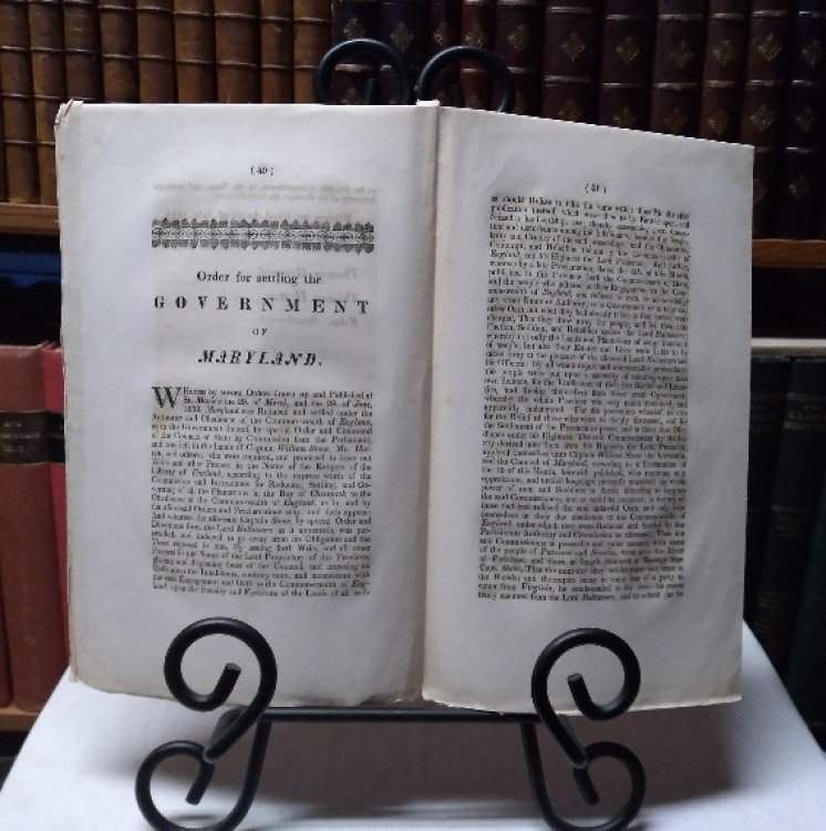A Declaration Published in Maryland; Captain William Stone's Resignation of the Government; Order for Settling the Government of Maryland