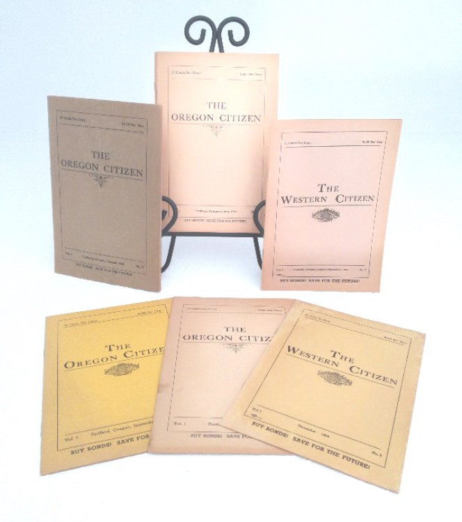 A lot of seven issues of The Oregon Citizen, Vol. 1, No. 3 (two copies), Vol. 1, No. 4, Vol. 1, No. 5, Vol. 1, No. 6, Vol. 1, No. 7, Vol. 1., No. 8