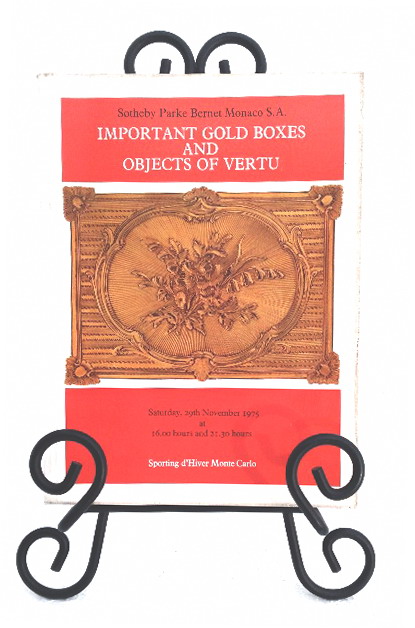 Important Gold Boxes and Objects of Vertu, an auction held on Nov. 29, 1975