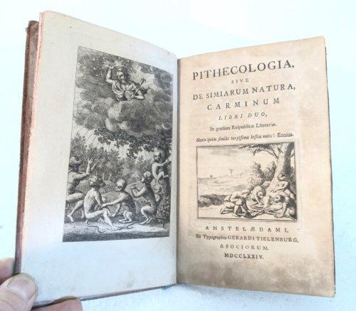 Pithecologia, sive de Simiarum Natura, Carminum libri duo [Pithecology, or on the Nature of the Apes, two books of poems, in favor of the Literary Republic]