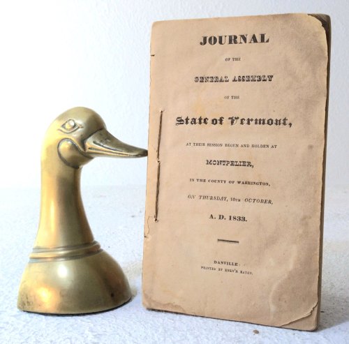 Journal of the Central Assembly of the State of Vermont, at their session begun and holden at Montpelier, in the County of Washington, on Thursday, 10th October, A.D. 1833