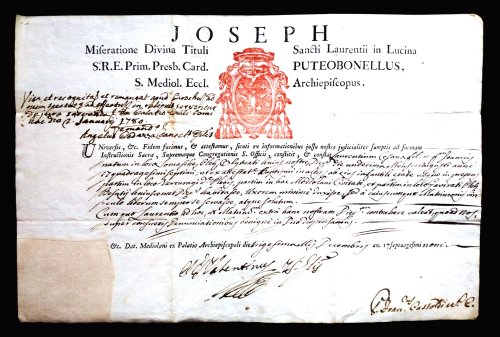 Joseph Miseratione Divina Tituli Sancti Laurentii in Lucina S.R.E. Prim. Presb. Card. PUTEOBONELLUS, S. Mediol. Eccl. Archiepiscopus