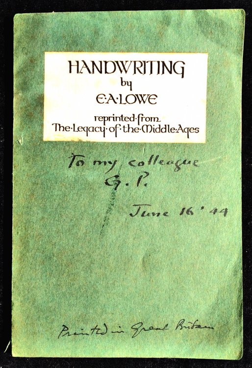 Handwriting, reprinted from The Legacy of the Middle Ages