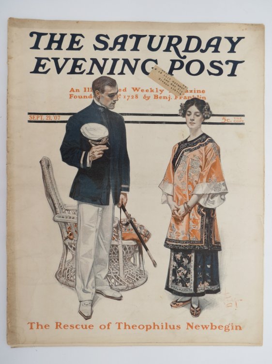 THE SATURDAY EVENING POST MAGAZINE, SEPTEMBER 21, 1907 (j. c. LEYENDECKER SAILOR CAPTAIN COVER; full page kuppenheimer ad)