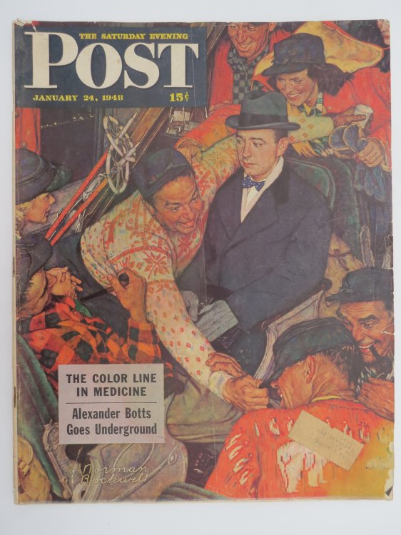THE SATURDAY EVENING POST MAGAZINE, JANUARY 24, 1948 (NORMAN ROCKWELL TRAINLOAD OF ATHLETES COVER)