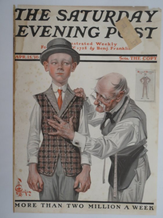 THE SATURDAY EVENING POST COVER, APRIL 15, 1916, KUPPENHEIMER AD & J. C. LEYENDECKER TAILOR COVER