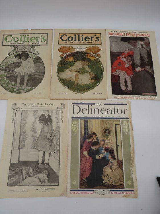 5 JESSIE WILLCOX SMITH COLLIER'S, DELINEATOR & LADIES HOME JOURNAL MAGAZINE COVERS FROM 1904, 1905, 1915