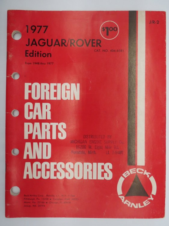1977 JAGUAR/ROVER EDITION FROM 1948 THRU 1977 FOREIGN CAR PARTS AND ACCESSORIES Cat. No. 404-6181