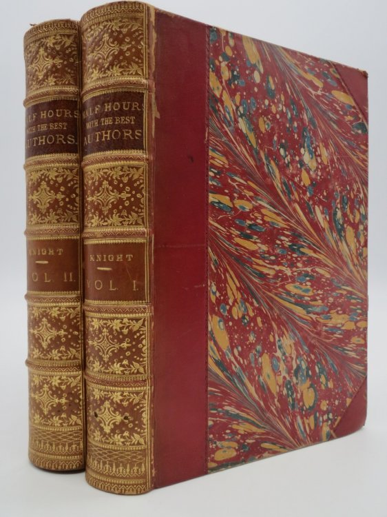 HALF-HOURS WITH THE BEST AUTHORS (COMPLETE 2 VOLUME LEATHER BOUND SET) A New Edition with Steel Portraits
