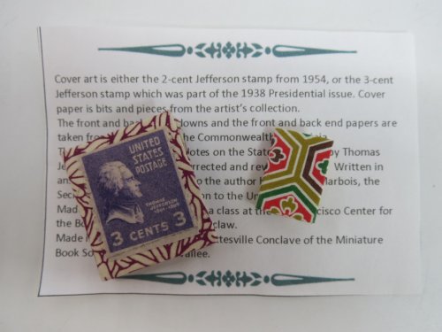 UNTITLED MINIATURE BOOK WITH JEFFERSON 3 CENT STAMP COVER ART (For the Charlottesville Conclave of Miniature Book Society