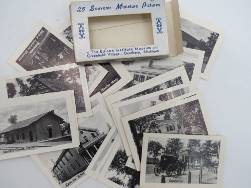 25 SOUVENIR MINIATURE PICTURES OF THE EDISON INSTITUTE MUSEUM AND GREENFIELD VILLAGE - DEARBORN, MICHIGAN