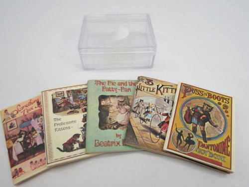 5 MINIATURE BOOKS - SOMETHING NICE; THE FROLICSOME KITTENS; THE PIE AND THE PATTY-PAN; THE 3 LITTLE KITTENS; PUSS IN BOOTS