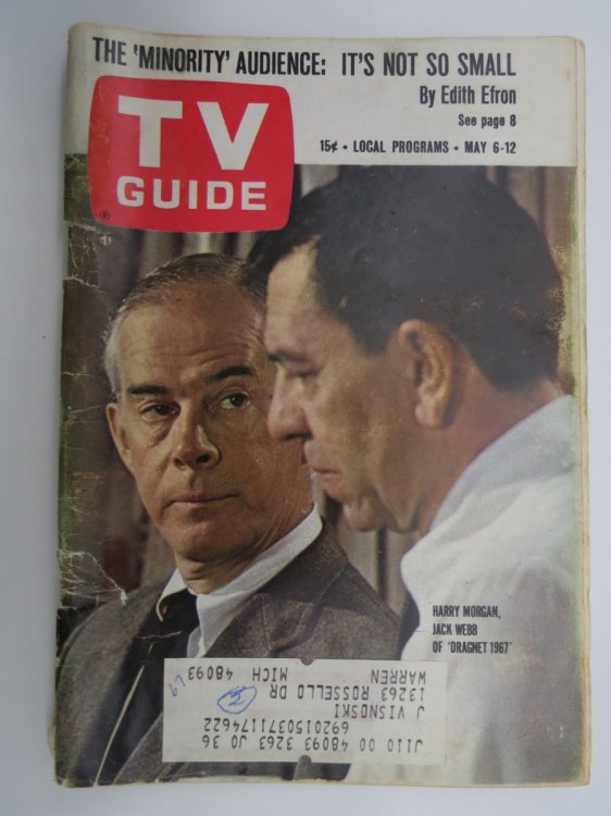 TV GUIDE, MAY 6-12, 1967 (HARRY MORGAN, JACK WEBB OF DRAGNET 1967)